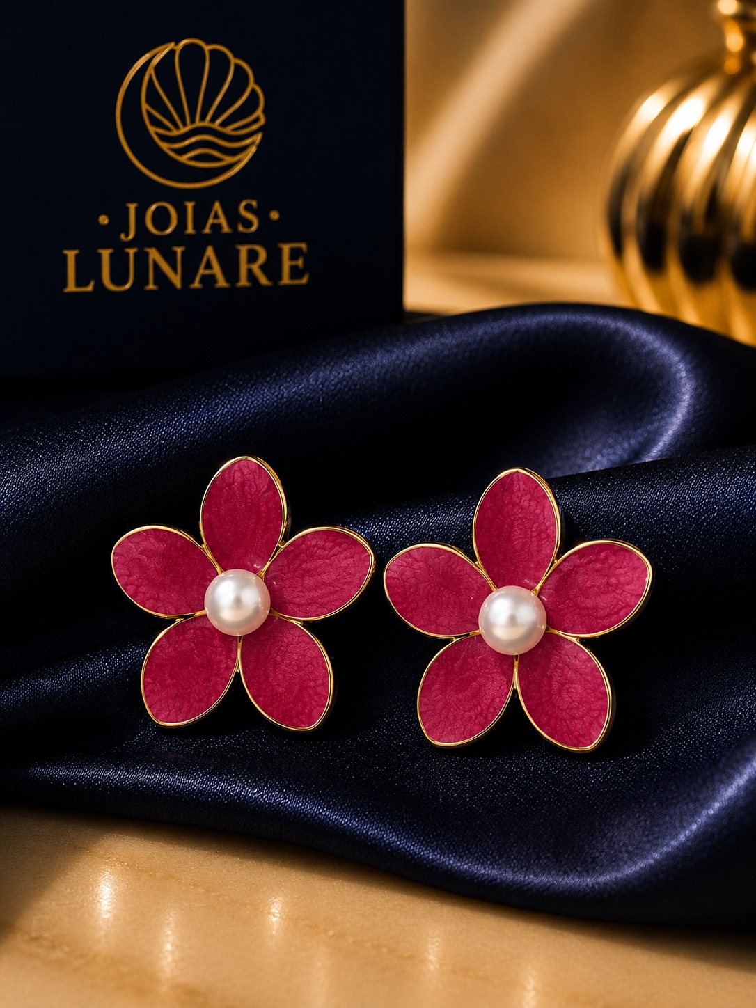 Brincos florais rosa Joias Lunare